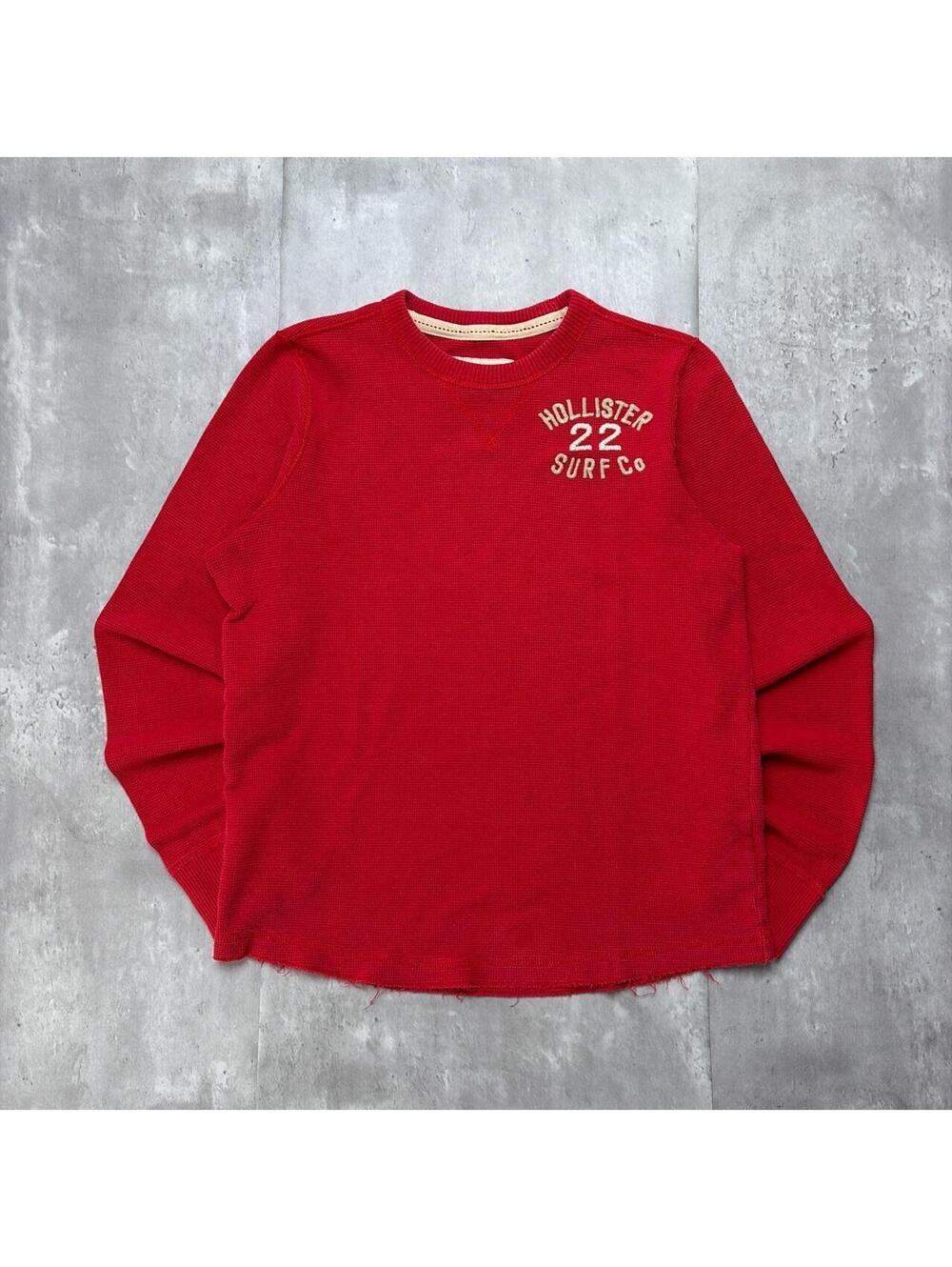 Y2K Red Hollister Surf Grunge Thermal Long Sleeve Shirt